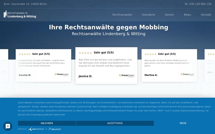 Captura de ecrã de arbeitsrecht-mobbing.de