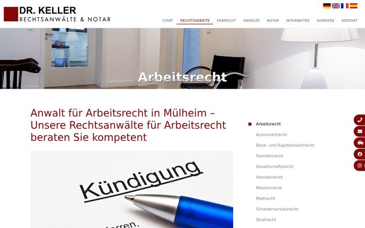 Captura de ecrã de arbeitsrecht-muelheim.de