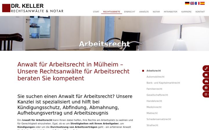 Screenshot of arbeitsrecht-oberhausen.com