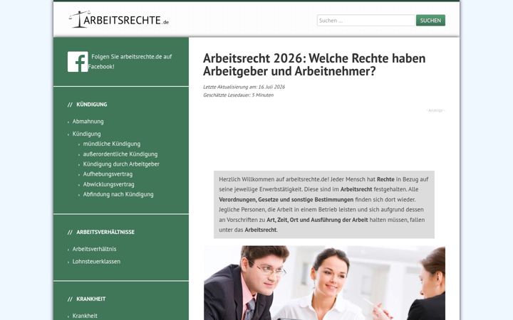Screenshot of arbeitsrechte.de