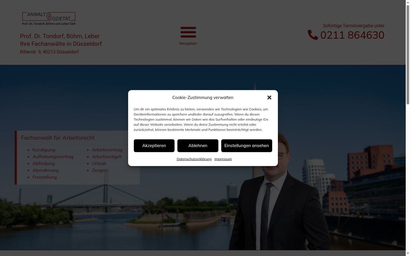 Screenshot del banner di consenso mostrato prima di qualsiasi interazione