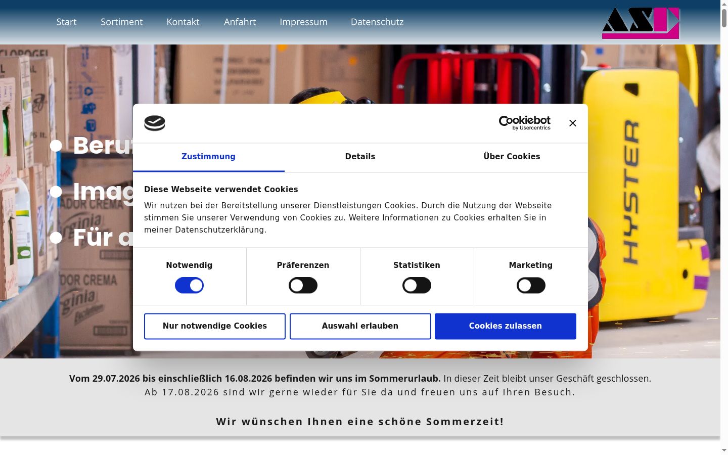 Screenshot of the consent banner shown before any interaction