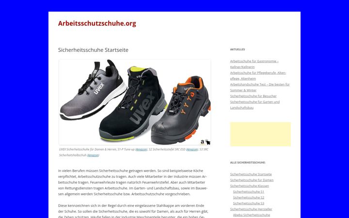 Screenshot of arbeitsschutzschuhe.org