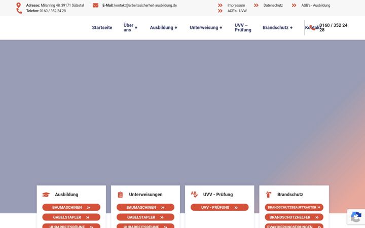 Ekrānuzņēmums no arbeitssicherheit-ausbildung.de