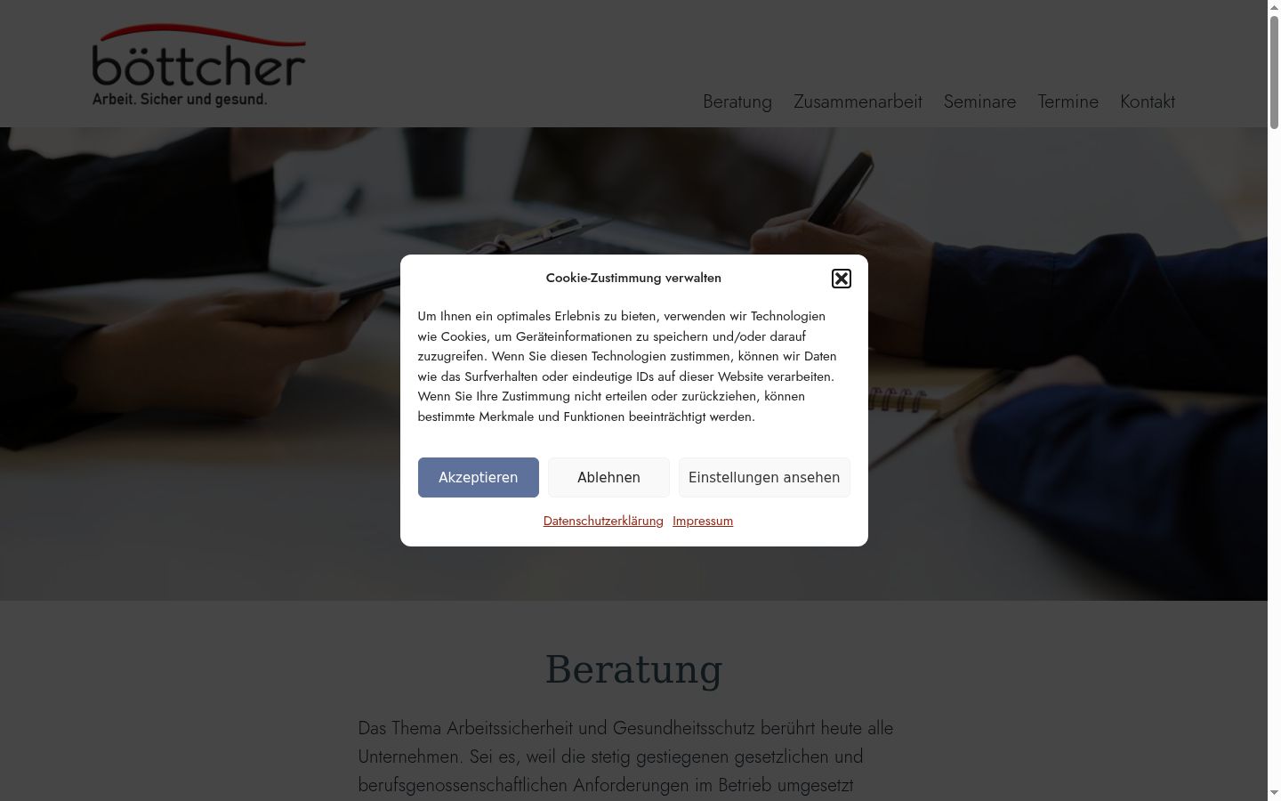 Screenshot of the consent banner shown before any interaction