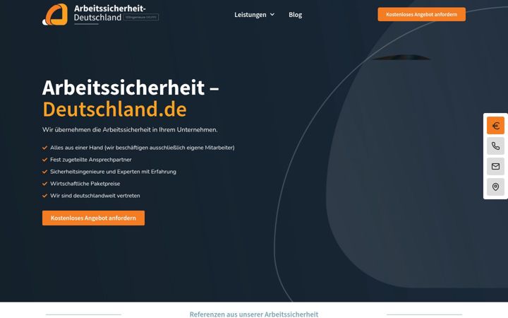 Ekrānuzņēmums no arbeitssicherheit-deutschland.de