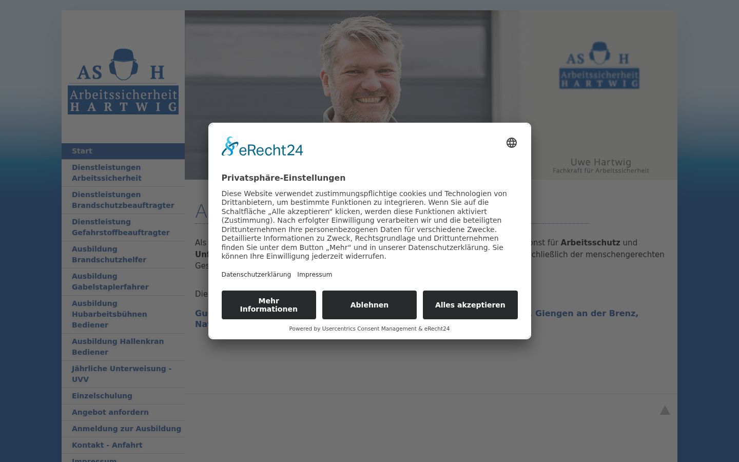 Screenshot of the consent banner shown before any interaction
