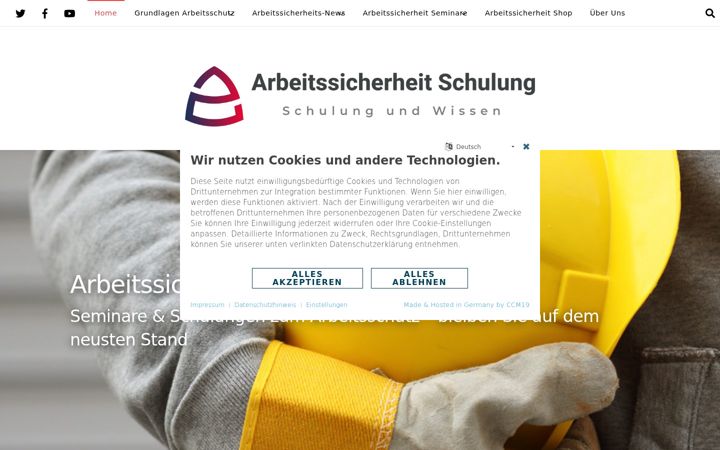 Screenshot of arbeitssicherheit-schulung.de