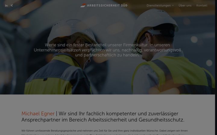 Ekraanipilt saidist arbeitssicherheit-sued.de