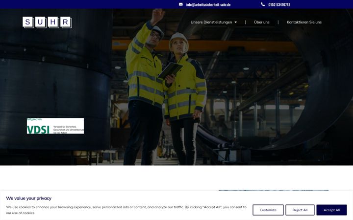 Ekrānuzņēmums no arbeitssicherheit-suhr.de