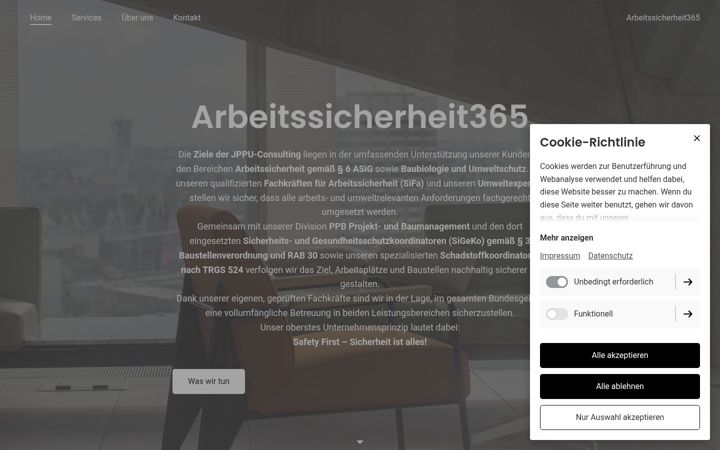 Screenshot of arbeitssicherheit365.com