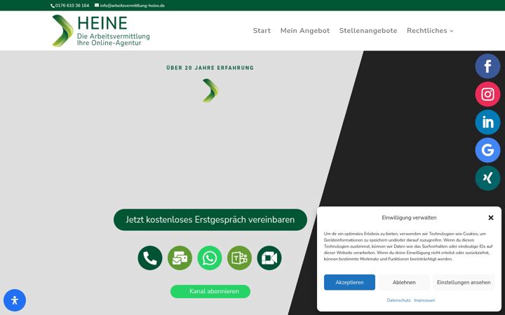 Screenshot van arbeitsvermittlung-heine.de