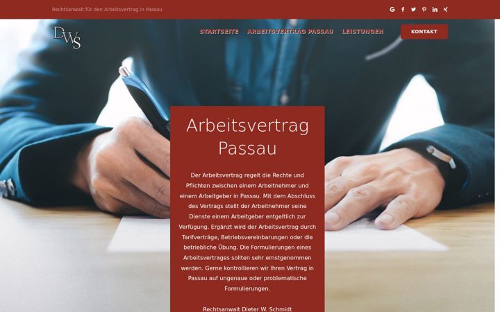 Screenshot of arbeitsvertrag-passau.de