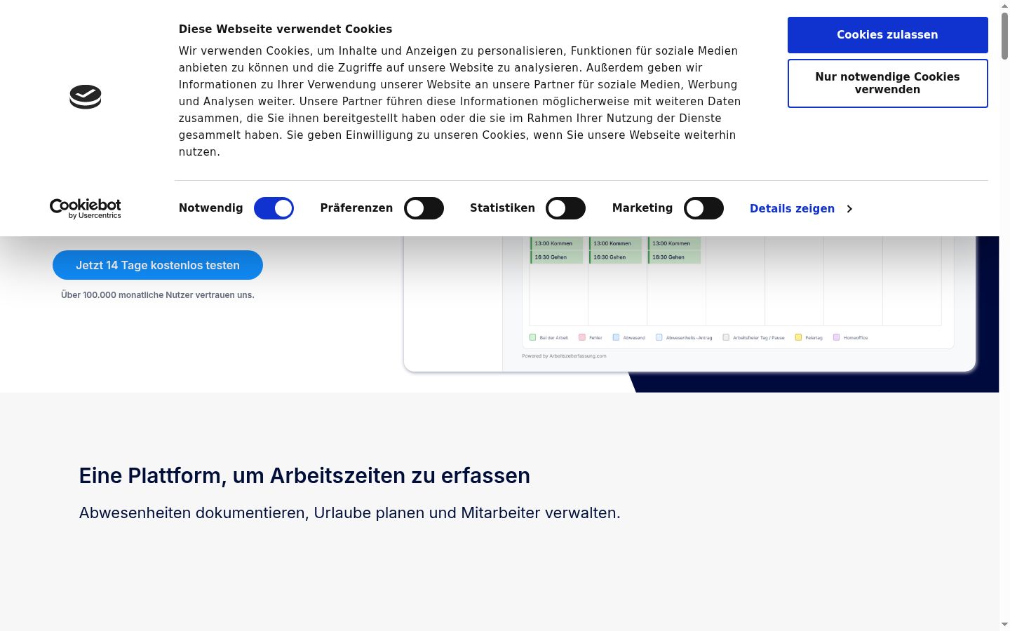 Skärmbild av samtyckesbannern som visades före någon interaktion