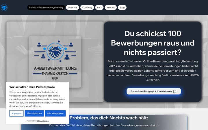Screenshot van arbeitundcoaching.de