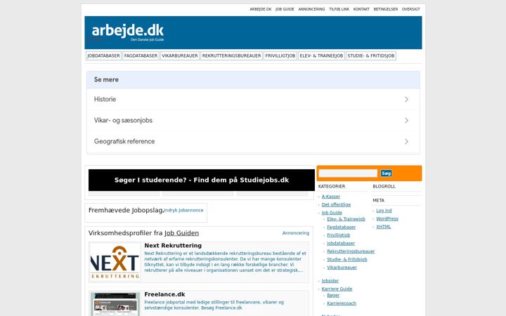 Screenshot of arbejde.dk