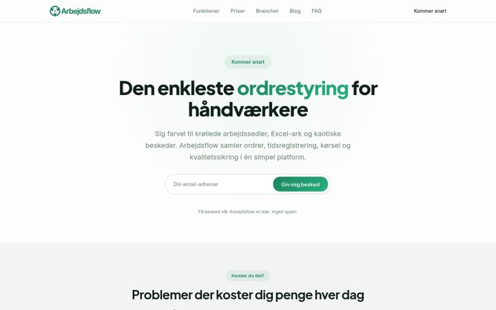 Screenshot of arbejdsflow.dk