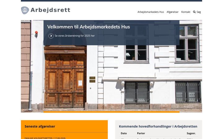 Screenshot of arbejdsretten.dk