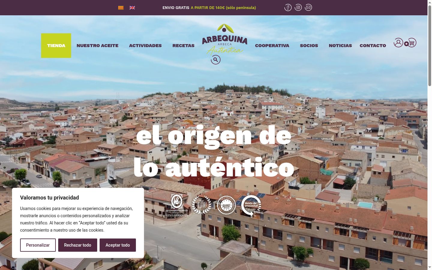 Screenshot del banner di consenso mostrato prima di qualsiasi interazione