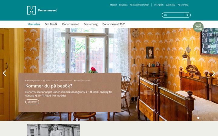 Skärmbild av arbetarbostadsmuseet.fi
