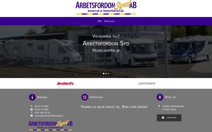 Screenshot of arbetsfordonsyd.se