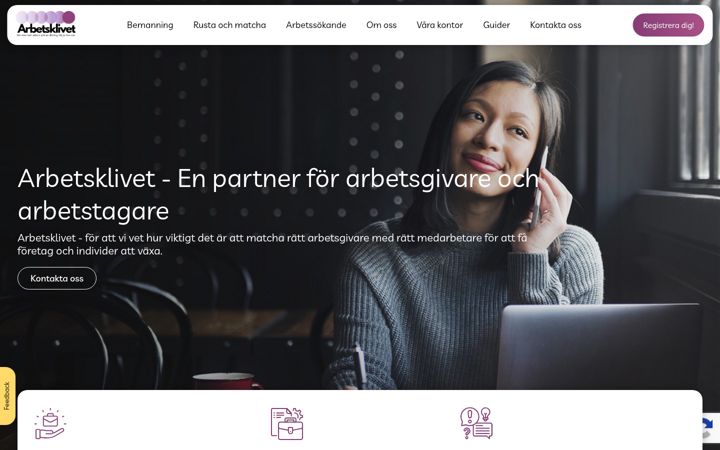 Screenshot of arbetsklivet.se