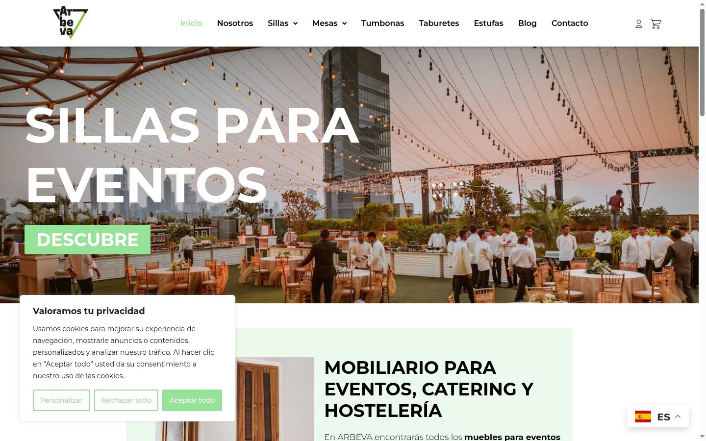 Captura de ecrã do banner de consentimento apresentado antes de qualquer interação