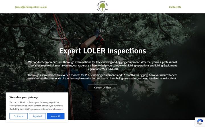 Screenshot of arbinspections.co.uk