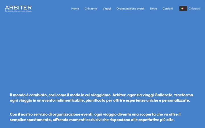 Screenshot stránky arbiterviaggi.it