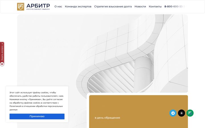 Screenshot stránky arbitr-netdolgov.ru