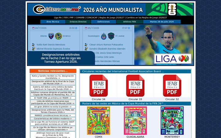 Screenshot ta' arbitros.com.mx