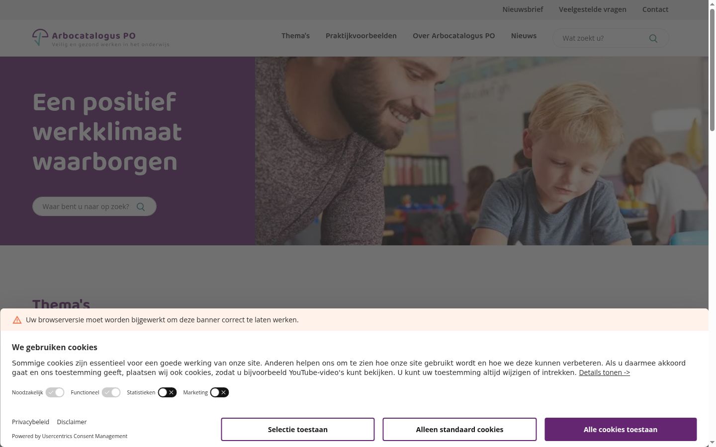 Ekrānuzņēmums ar piekrišanas baneri, kas tika rādīts pirms jebkādas mijiedarbības