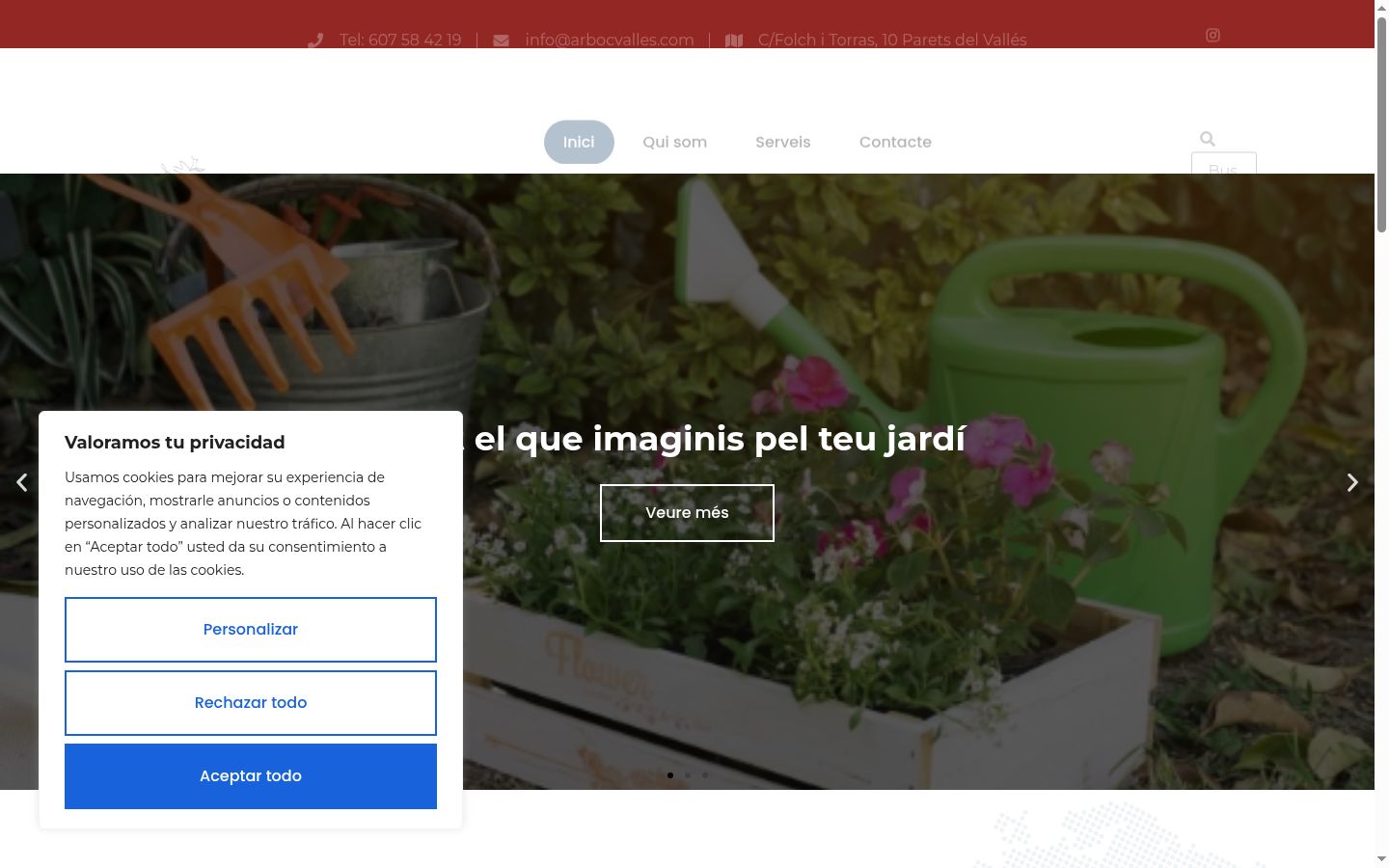 Captura de ecrã do banner de consentimento apresentado antes de qualquer interação