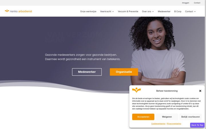 Ekraanipilt saidist arbodienst.nl