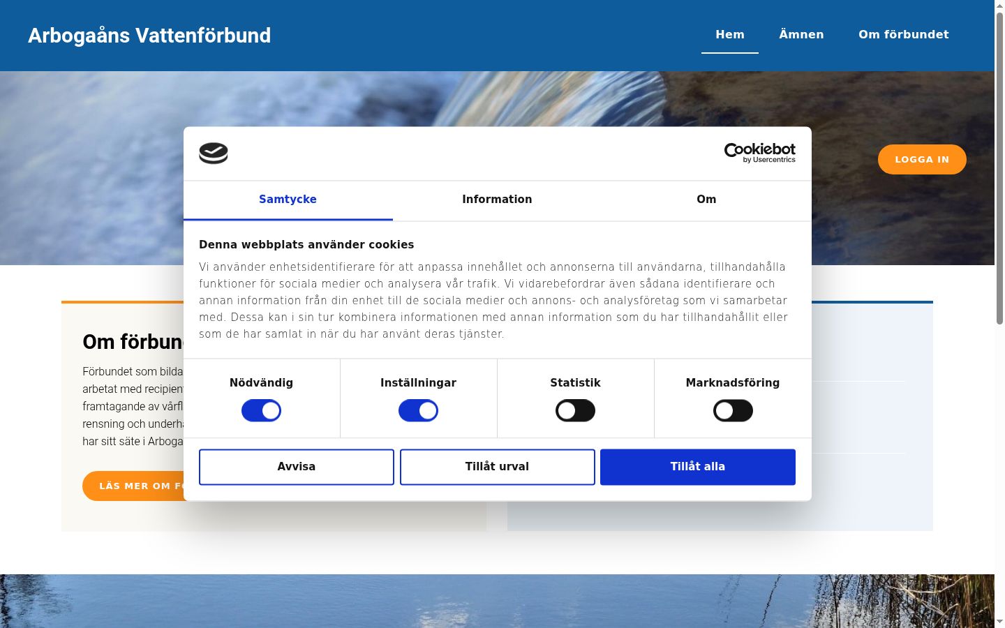Screenshot of the consent banner shown before any interaction
