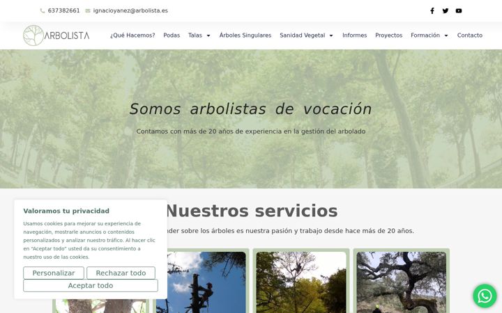 Screenshot of arbolista.es