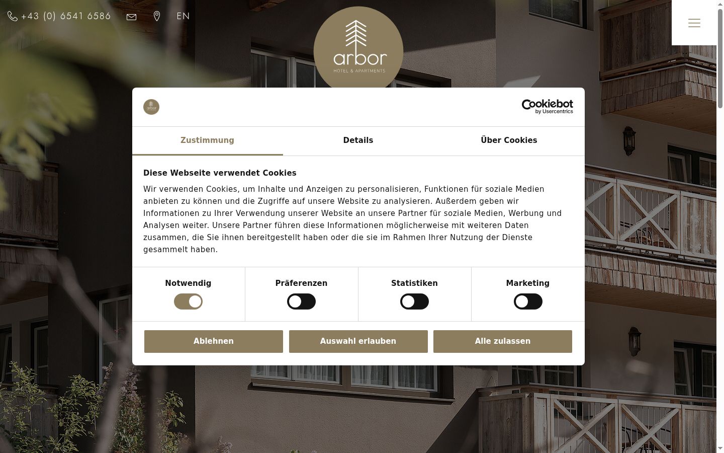 Screenshot del banner di consenso mostrato prima di qualsiasi interazione