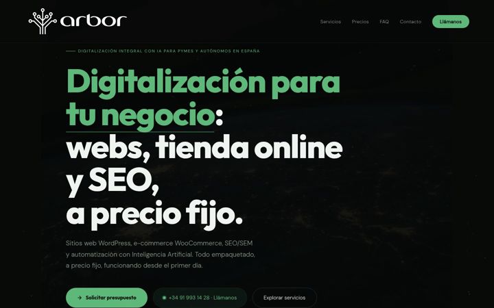 Screenshot of arbor.es