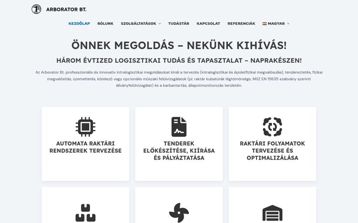 Screenshot stránky arborator.hu
