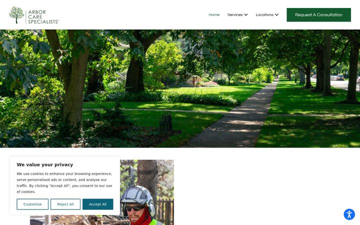 Skærmbillede af arborcarespecialists.com