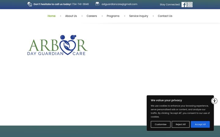 Screenshot of arbordayguardiancare.org