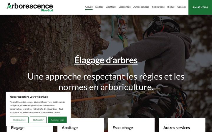 Screenshot of arborescencerivesud.com