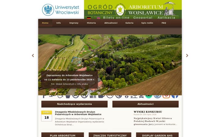 Ekrānuzņēmums no arboretumwojslawice.pl
