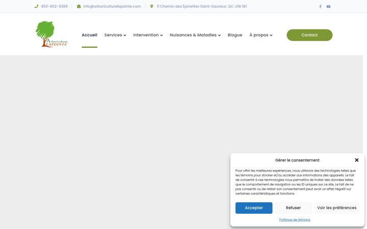 Kuvakaappaus sivustosta arboriculturelapointe.com