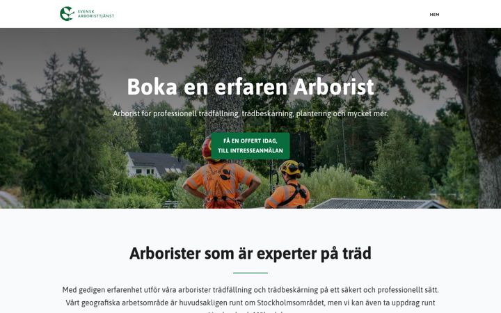 Screenshot of arborist.nu