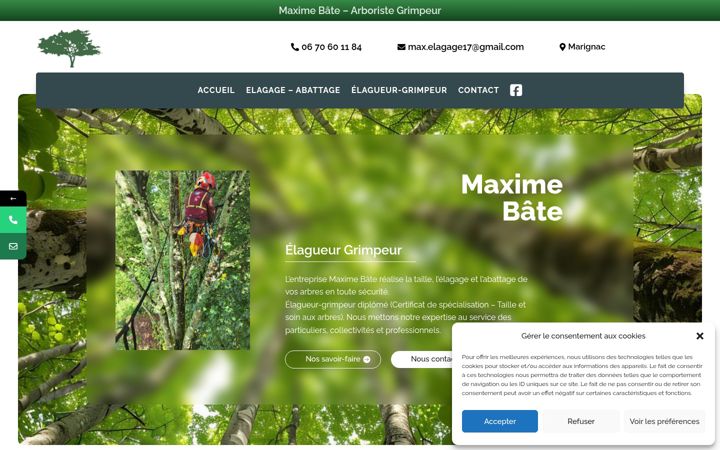Snimka zaslona za arboriste-maxime-bate-marignac.fr