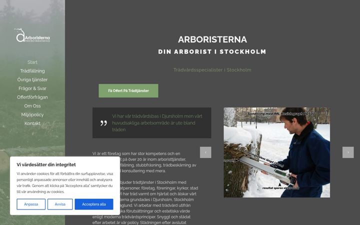 Screenshot von arboristerna.com