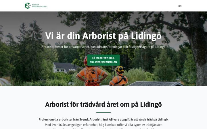 Screenshot of arboristlidingo.se