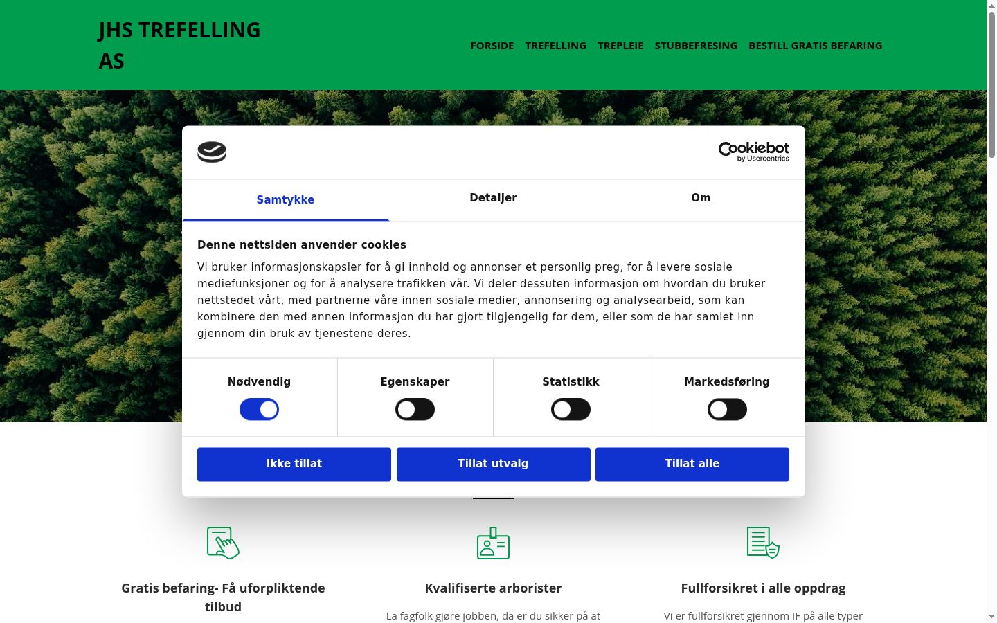 Screenshot del banner di consenso mostrato prima di qualsiasi interazione