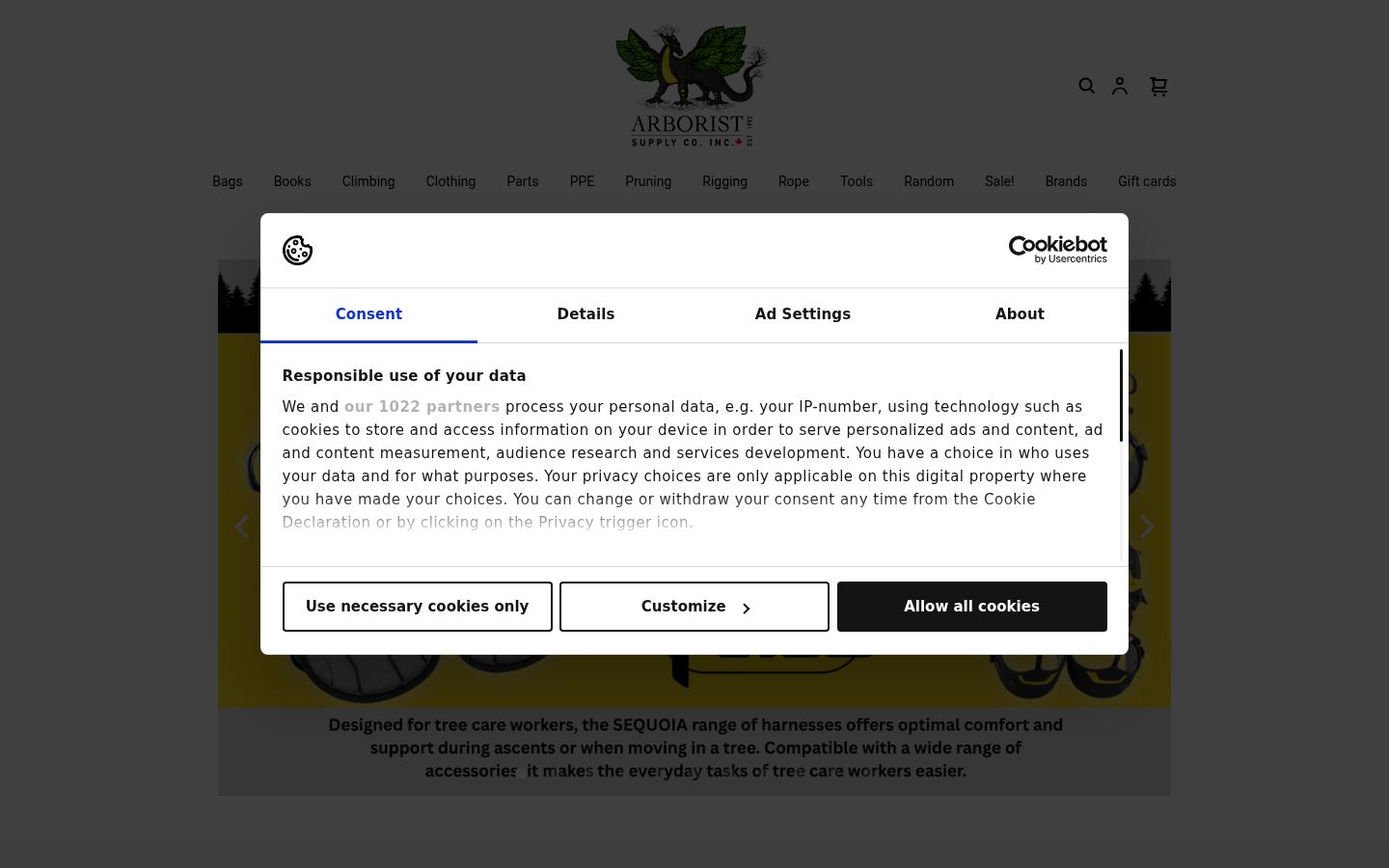 Screenshot del banner di consenso mostrato prima di qualsiasi interazione